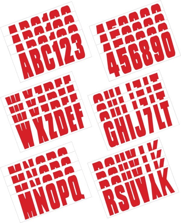 Boat Lettering Solid Red 3" Registration Kit