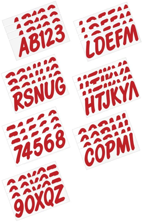 Boat Lettering Solid Red 3" Registration Kit