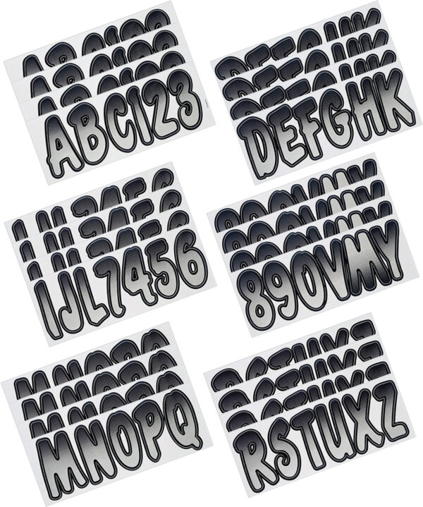 Boat Lettering Silver/Black 3" Registration Kit