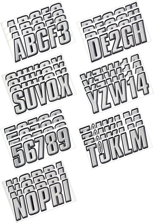 Boat Lettering Silver/Black 3" Registration Kit