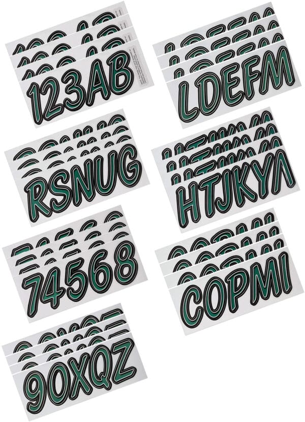 Boat Lettering Forest Green/Black 3" Registration Kit