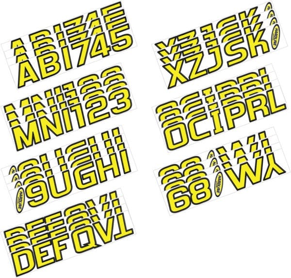 Boat Lettering Yellow/Black 3" Registration Kit