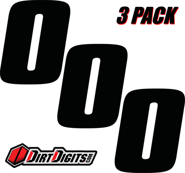 Dirt Digits 4" Black High-Gloss Precision Die Cut Vinyl Number 0 - Pack of 3