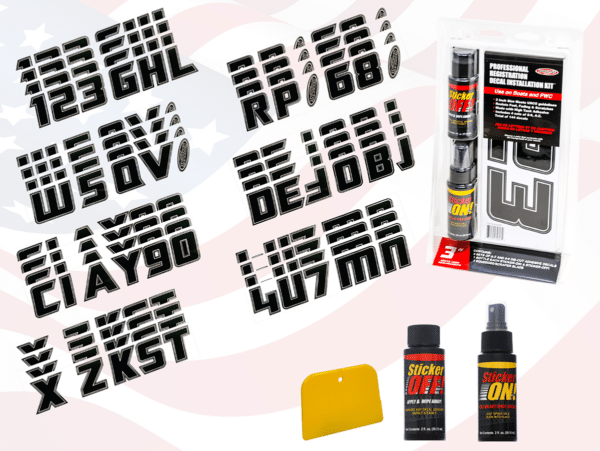 Boat Lettering Black 3" registration installation kit