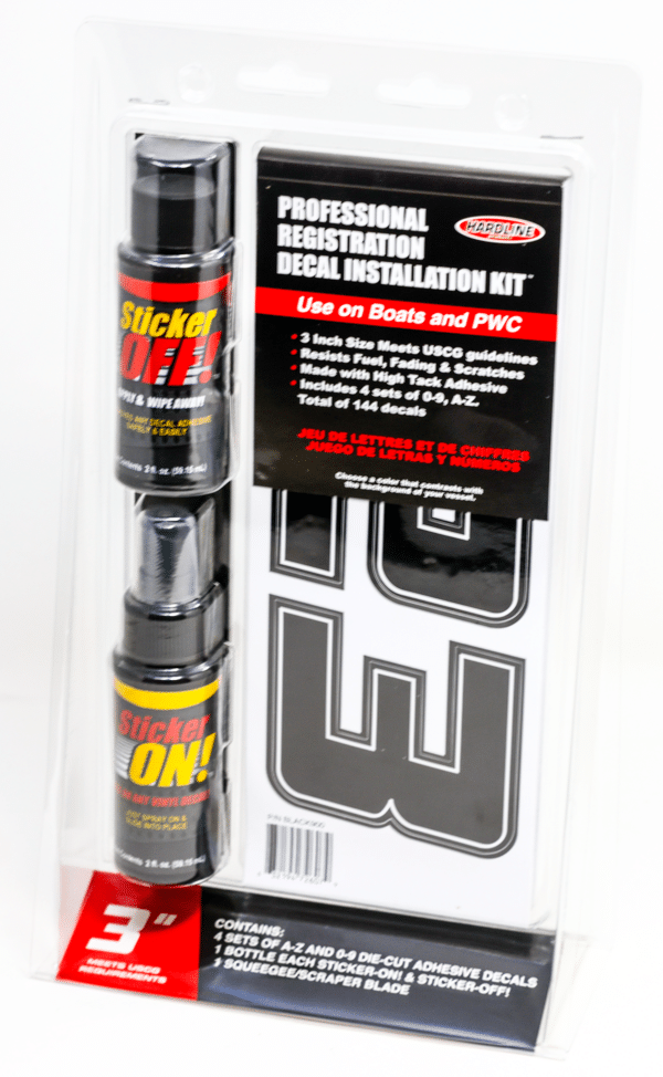 Boat Lettering Black 3″ registration installation kit