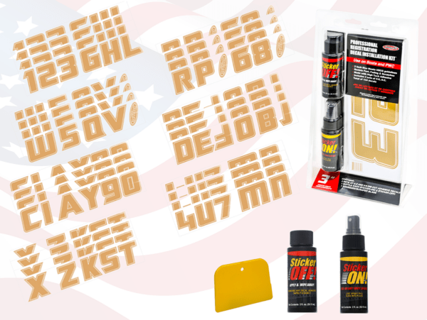 Boat Lettering Brown 3" registration installation kit