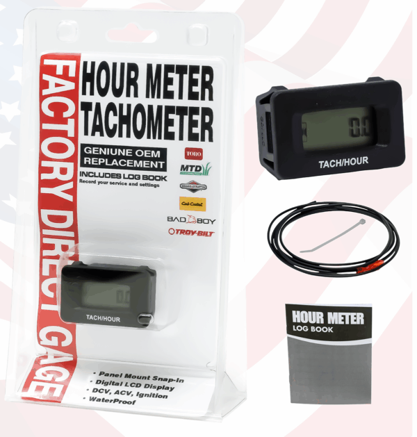 Hour Tachometer for Toro, MTD, Bad Boy, Cub Cadet, Troy-Bilt Briggs and Stratton. Digital.