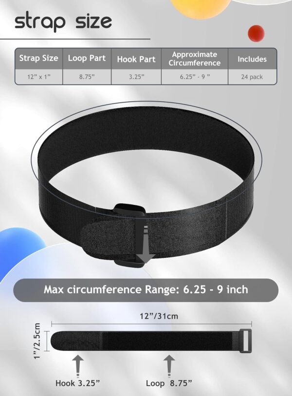 25 Pack Cable Straps Reusable Fastening Cinch Straps Wire Loop Ties(1″ x 12″), Adjustable Hook And Loop Straps with Buckle Nylon Extend Securing Strap for Extension Cord Wrap, Cable, Hose Organization