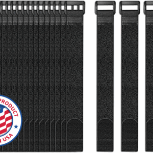 25 Pack Cable Straps Reusable Fastening Cinch Straps Wire Loop Ties(1" x 12"), Adjustable Hook And Loop Straps with Buckle Nylon Extend Securing Strap for Extension Cord Wrap, Cable, Hose Organization