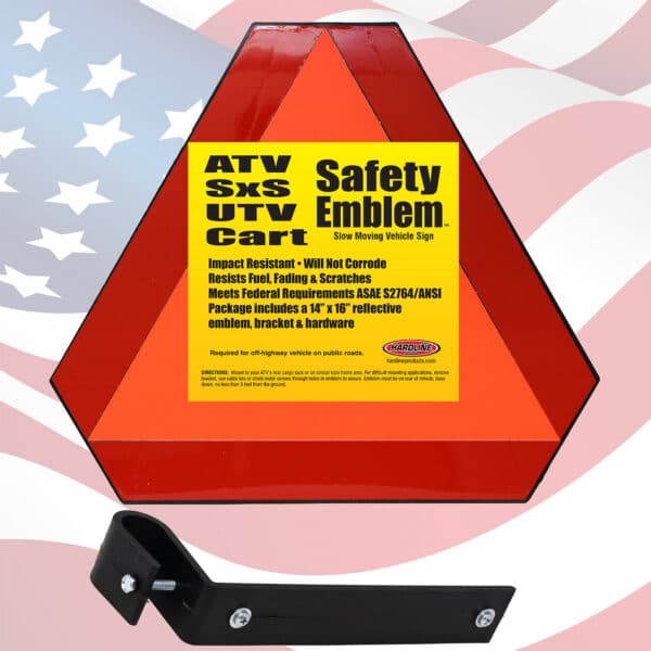 ATV/UTV Slow Moving Vehicle (SMV) Emblem with Universal Mounting Bracket