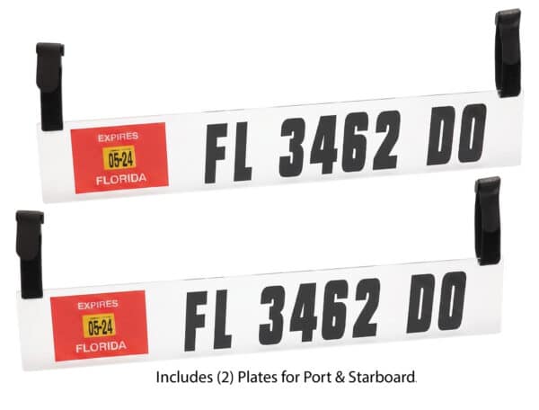 Clear Acrylic Registration Plate Kit for Inflatable Dinghies & Tenders (Includes Pre-Spaced Decals & Velcro Straps)