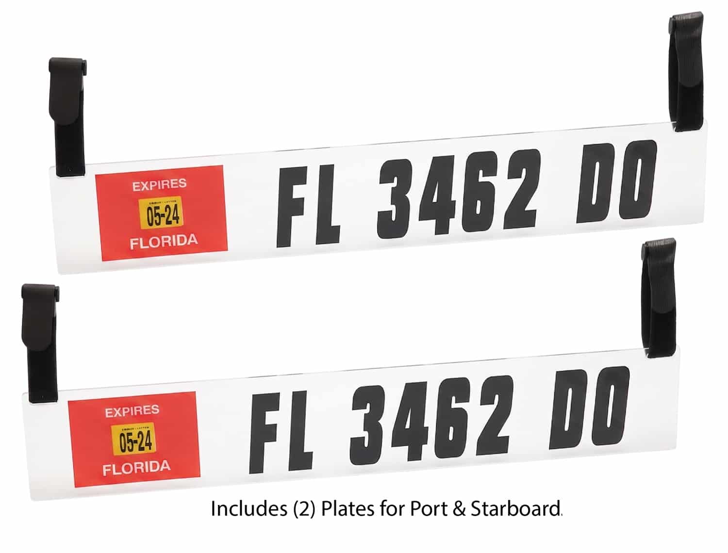 Clear Acrylic Registration Plate Kit for Inflatable Dinghies & Tenders (Includes Pre-Spaced Decals & Velcro Straps)