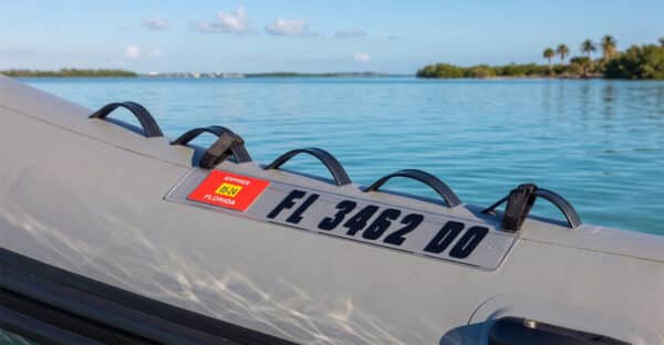 Clear Acrylic Registration Sticker Plate for Inflatable Dinghy, Boat or Tender with Velcro Straps w/ Registration Letters & Numbers Pre-Spaced on Application Tape
