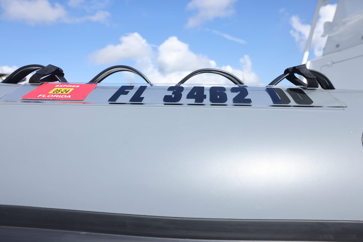 Clear Acrylic Registration Sticker Plate for Inflatable Dinghy, Boat or Tender with Velcro Straps w/ Registration Letters & Numbers Pre-Spaced on Application Tape