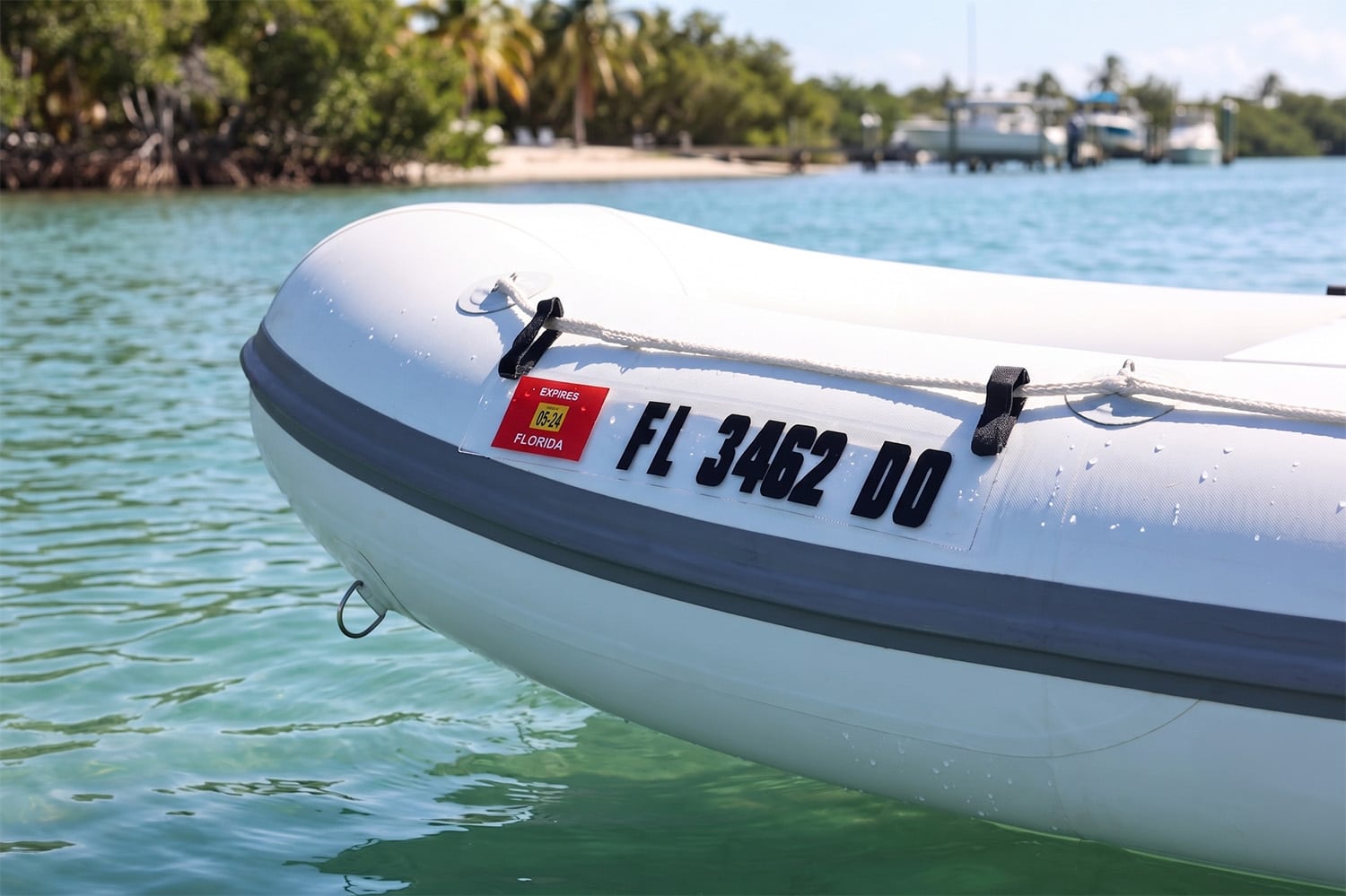 Clear Acrylic Registration Sticker Plate for Inflatable Dinghy, Boat or Tender with Velcro Straps w/ Registration Letters & Numbers Pre-Spaced on Application Tape