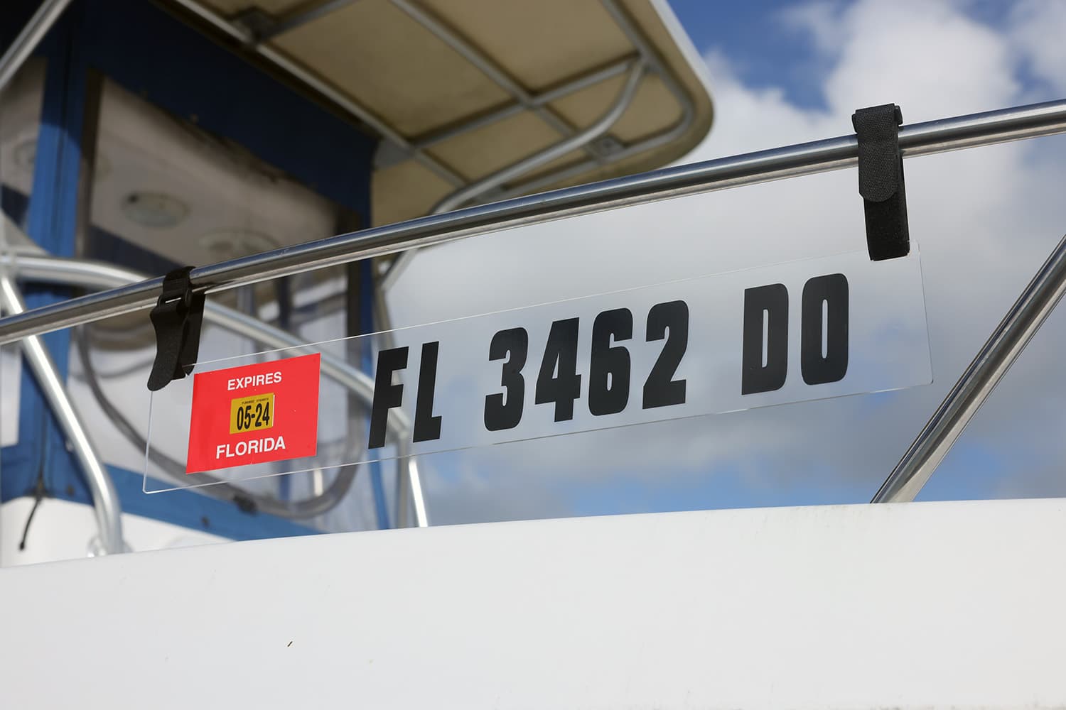 Clear Acrylic Registration Sticker Plate for Inflatable Dinghy, Boat or Tender with Velcro Straps w/ Registration Letters & Numbers Pre-Spaced on Application Tape