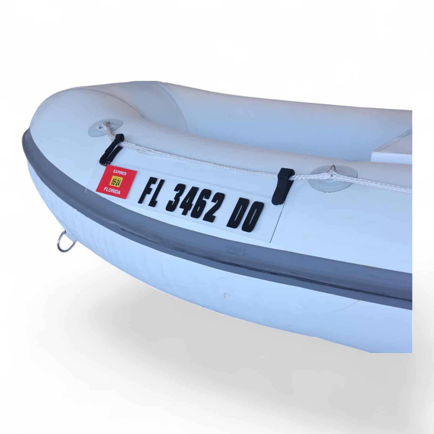 Clear Acrylic Registration Sticker Plate for Inflatable Dinghy, Boat or Tender with Velcro Straps w/ Registration Letters & Numbers Pre-Spaced on Application Tape