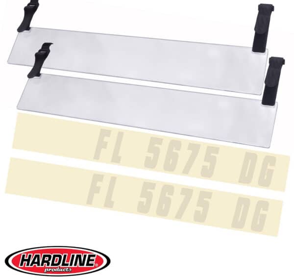 Clear Acrylic Registration Plate Kit for Inflatable Dinghies & Tenders (Includes Pre-Spaced Decals & Velcro Straps)
