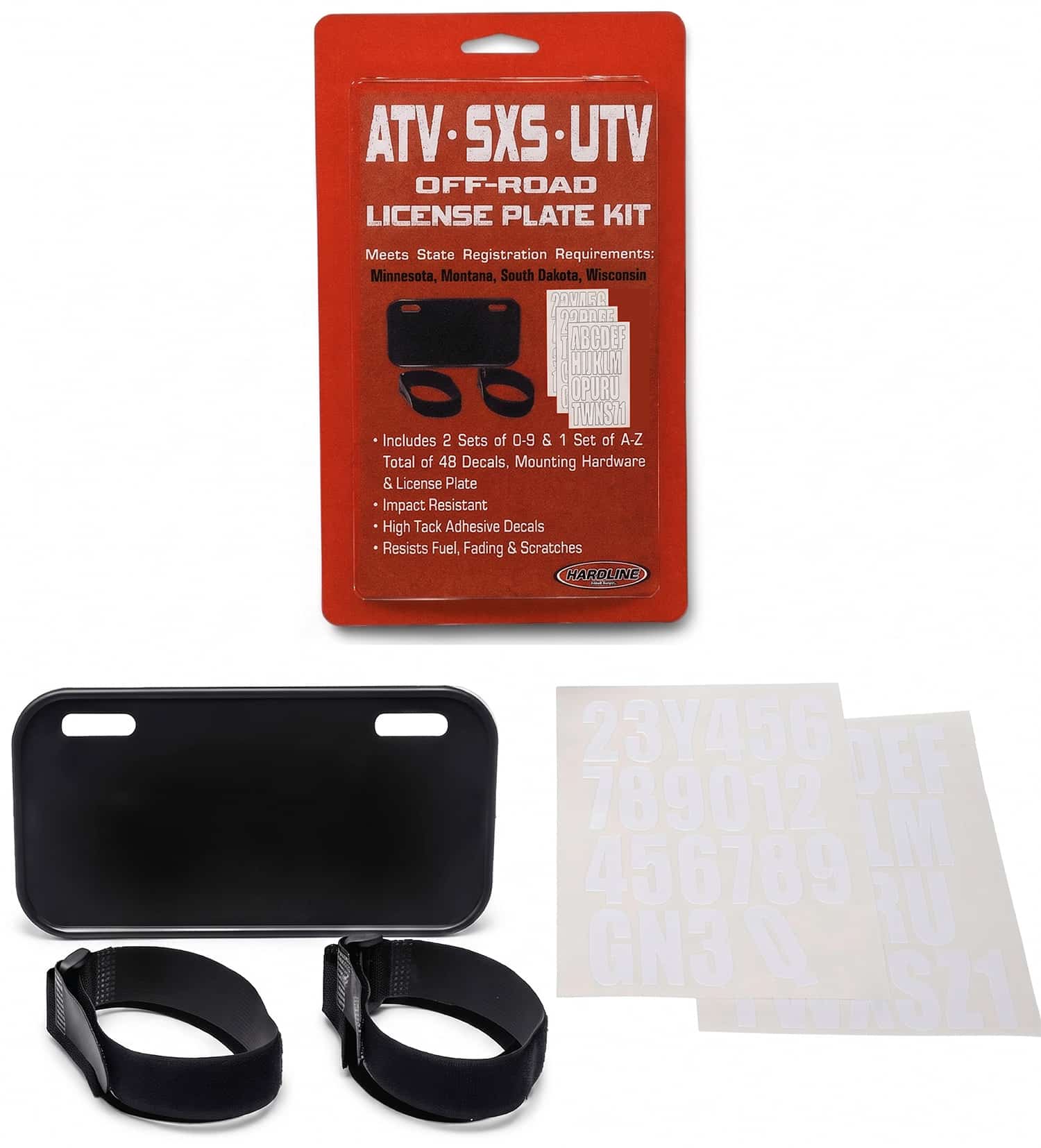Premium Off-Road License Plate Kit for ATV, SXS & UTV – Impact-Resistant PVC with Mounting Straps straps.