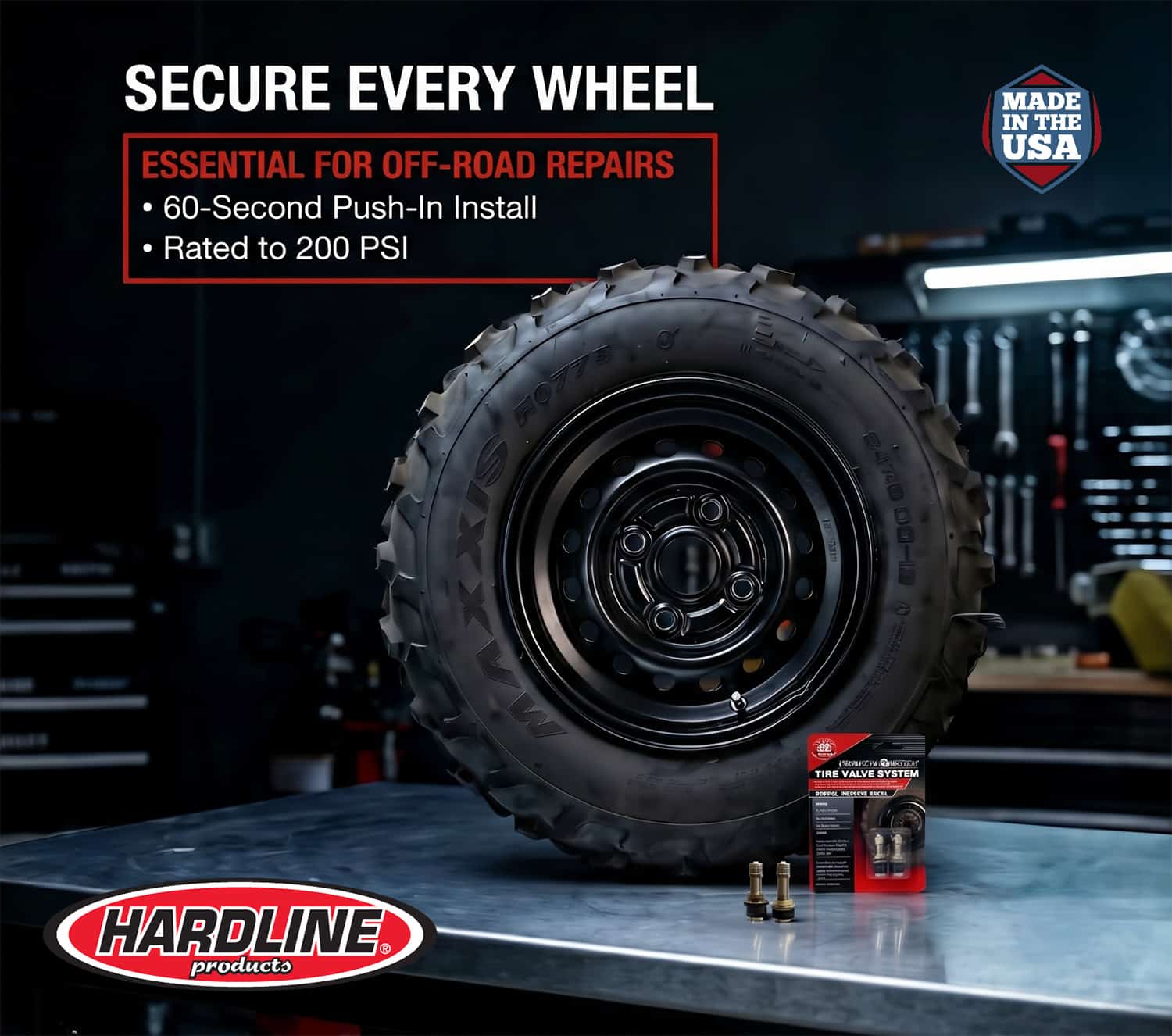 Made in the USA QuikStem™ Push-In Tire Valve Stem System